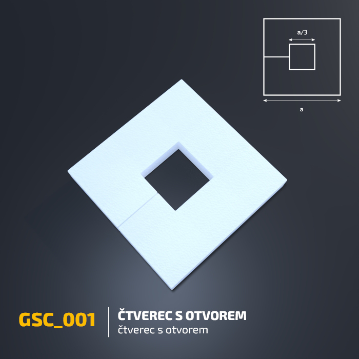 Polystyrenový čtverec s otvorem