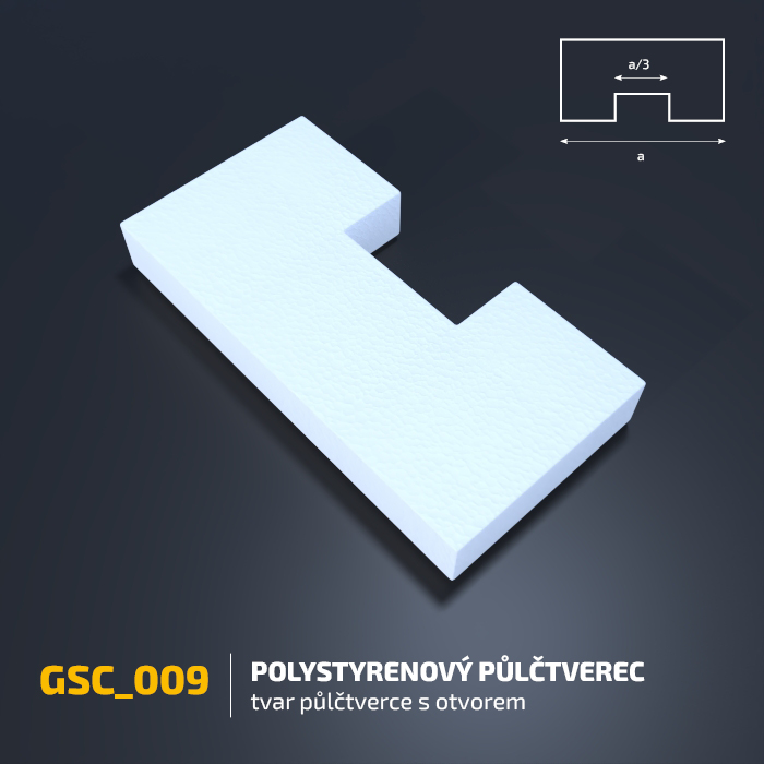 Polystyrenový půlčtverec s otvorem